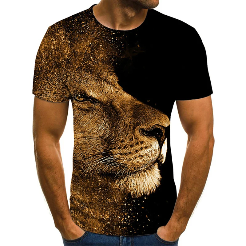 

Summer new style 3D printing wolf head printing cool super large size men's casual sports T-shirt street unisex couple T-shirt