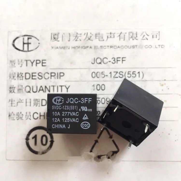 

New 10Pcs/Lot JQC-3FF 5VDC-1ZS 5 Relay