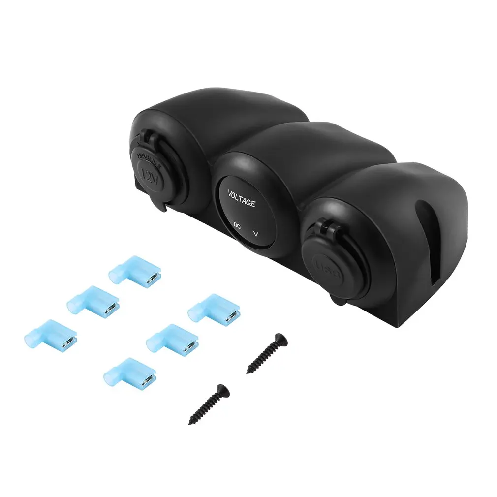

Waterproof 12V-24V Car Charger Dual USB Adapter Charger Digital Voltmeter Cigarette Lighter Sockets Power Outlet for Car Boat