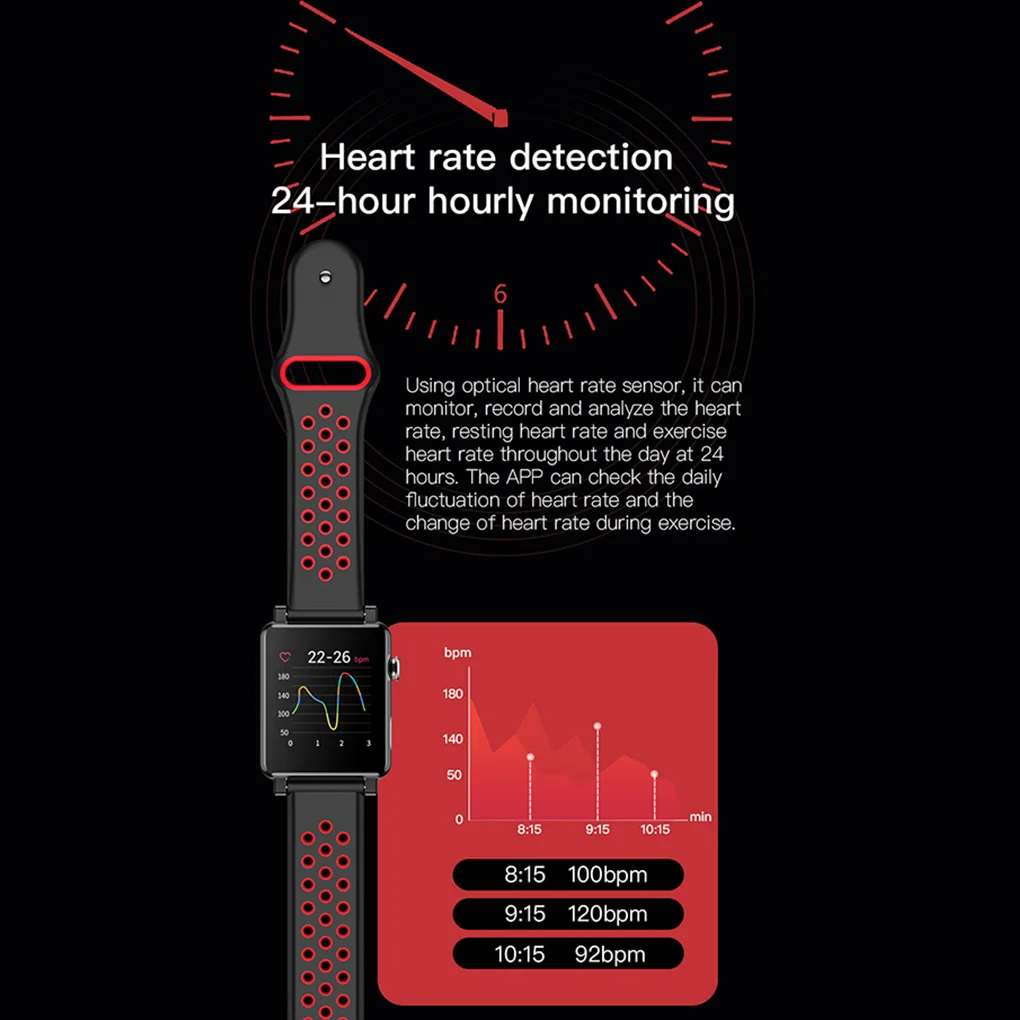 

Smart Heart Rate Blood Pressure Fitness Tracker Bracelet IP67 Waterproof Women Men Color Screen Wristbands