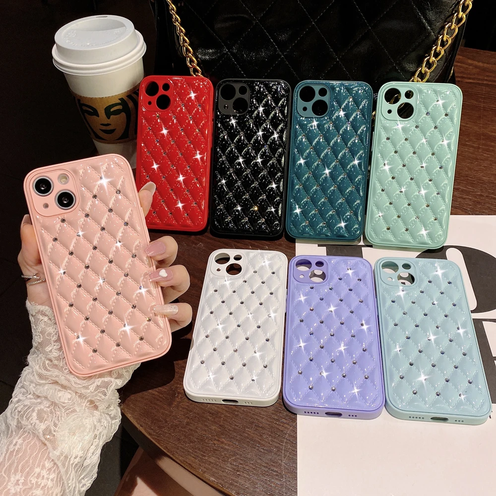 

Luxury Bling Rhinestone Camera Protection Phone Case For iPhone 13 12 11 Pro XR X Xs Max 8 7 Plus Shockproof Silicone Cover