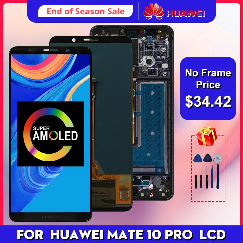 Pantalla LCD de 6,0 pulgadas para Huawei Mate 10 Pro, piezas de repuesto de digitalizador con pantalla t&aacute;ctil, con marco-0