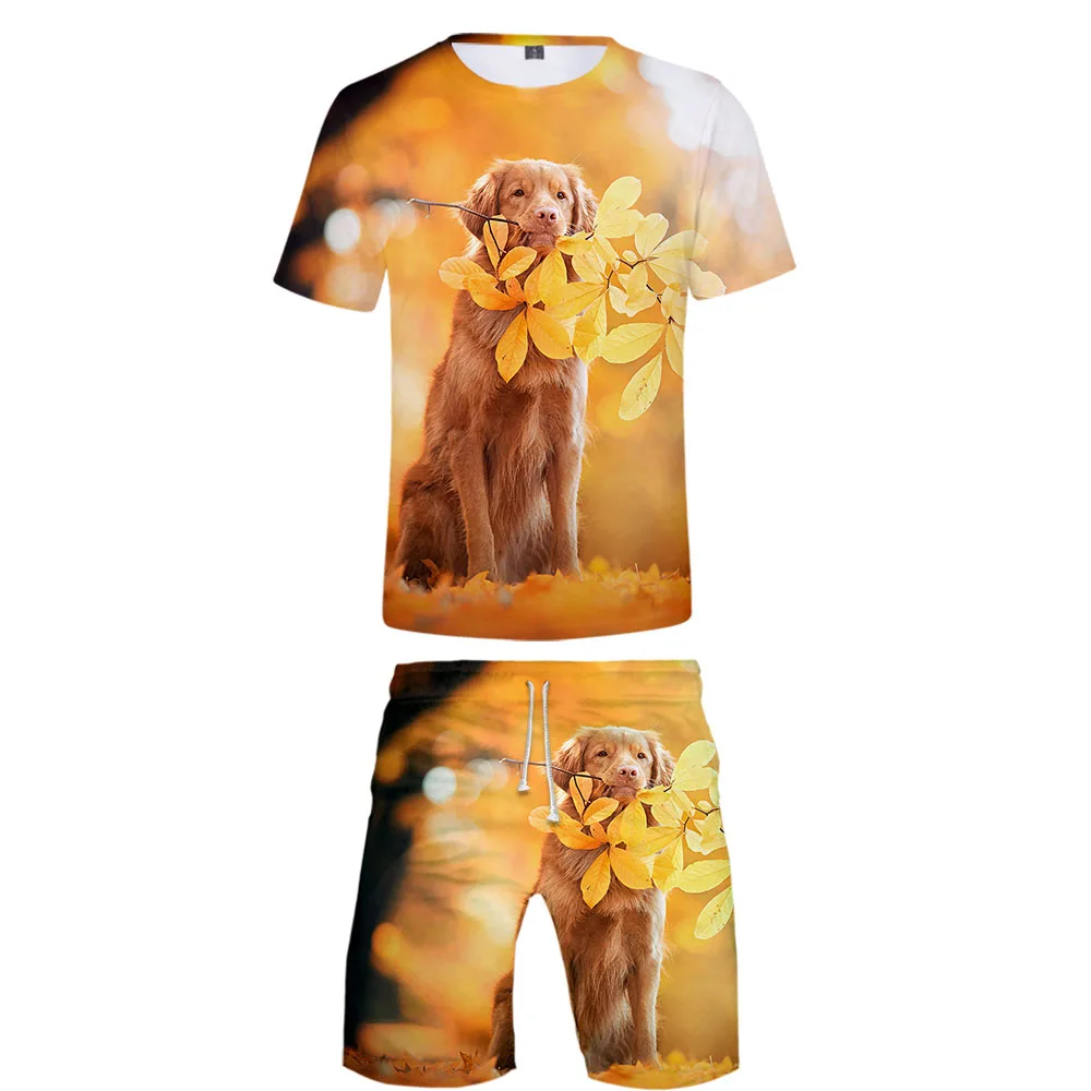 

Natural 2021 Lovely Dog 3D Suit Women/Men Two Piece Set Fashion Summer T Shirt+Shorts Suitable Kawaii Tee Streetwear Y2K Suit