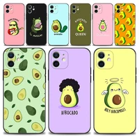 phone case for iphone 13 12 11 pro max xs max xr x 7 8 plus 12 mini 6s 5s se 2020 black cover silicone shell fundas cute avocado