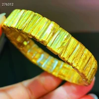 natural gold rutilated quartz bracelet bangle brazil woman men 11 3x6 7x5mm clear rectangle beads wealthy aaaaaa