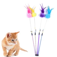 pet products cat interactive toy fairy teasing cat stick cat supplies interactive training color feather spring stick toy ball