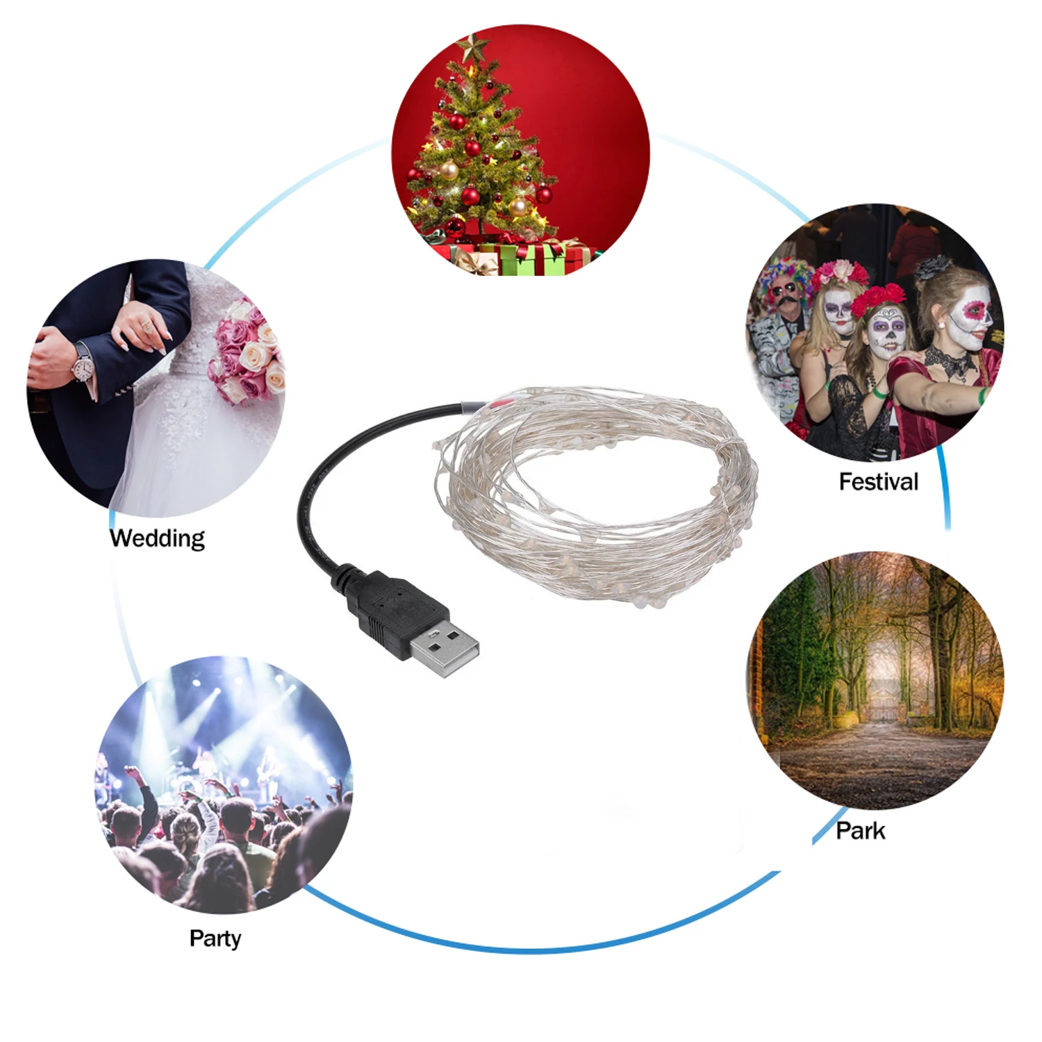 16FT 50 светодиодов гирлянды USB ФЕЯ лампы Рождество Хэллоуин декоративные подвесные