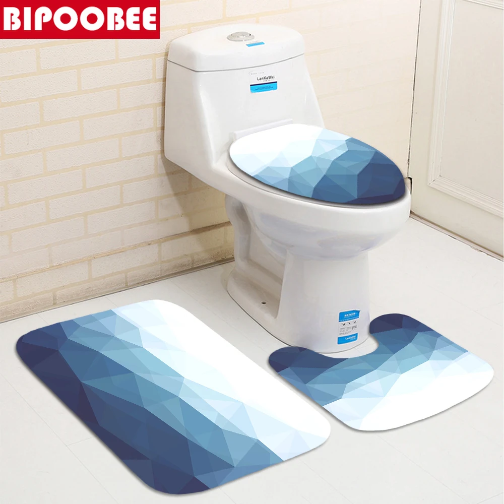 Ромб с постепенной сменой занавески для ванной комнаты крышка унитаза и коврик