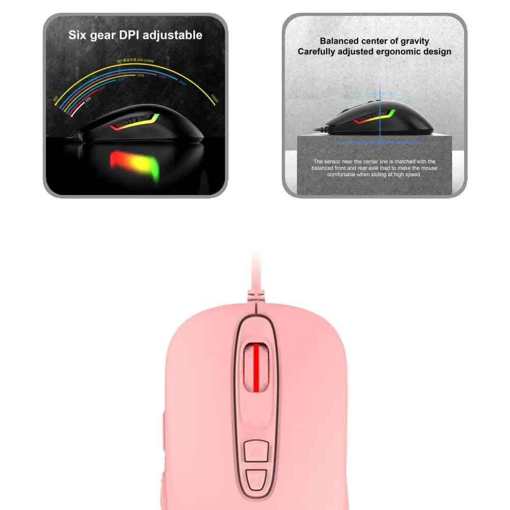 

Ergonomic Lightweight High Performance USB 10000DPI Desk Mice for Gaming