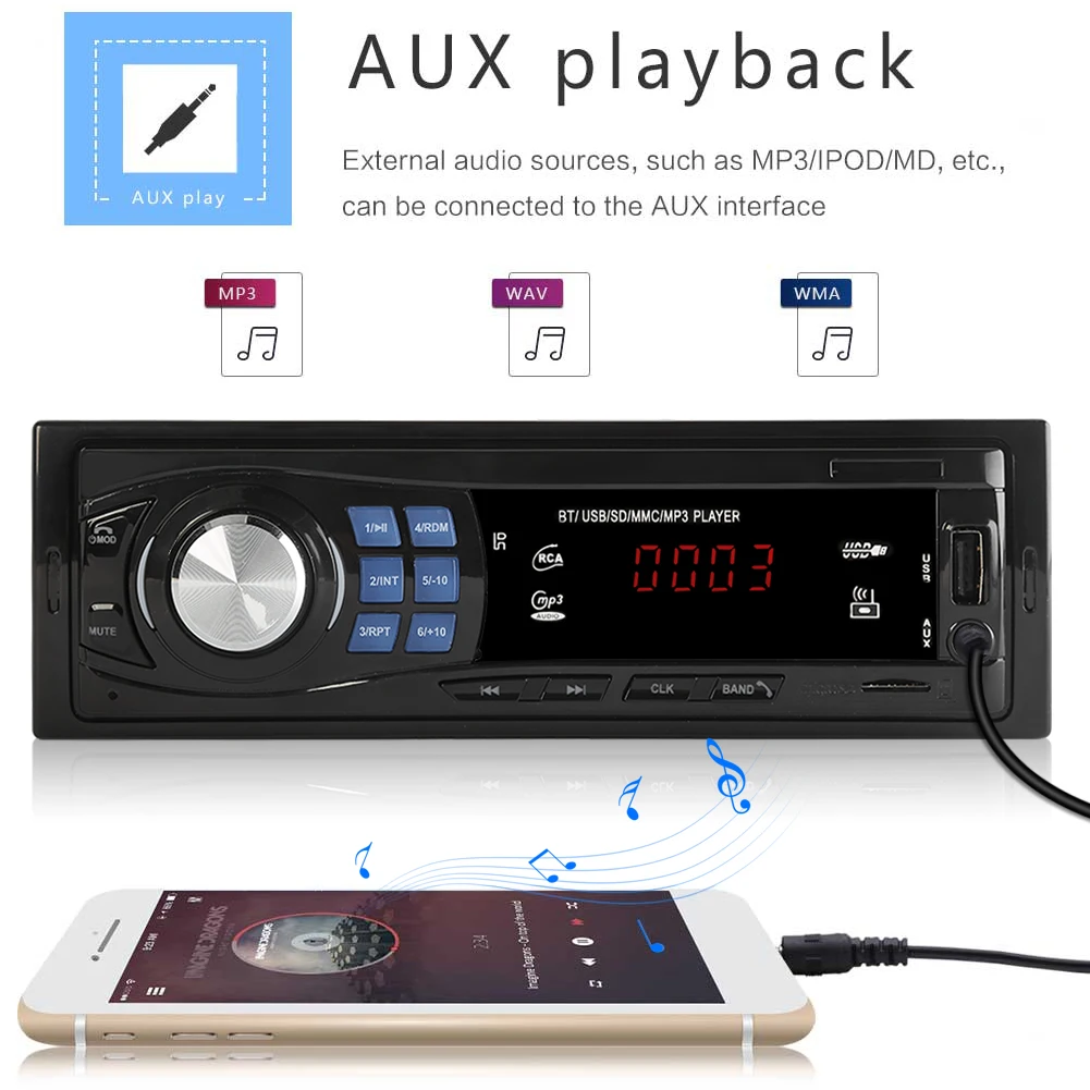 Автомагнитола стерео аудио mp3 плеер 12 в 1 Din FM приемник Aux USB авторадио с