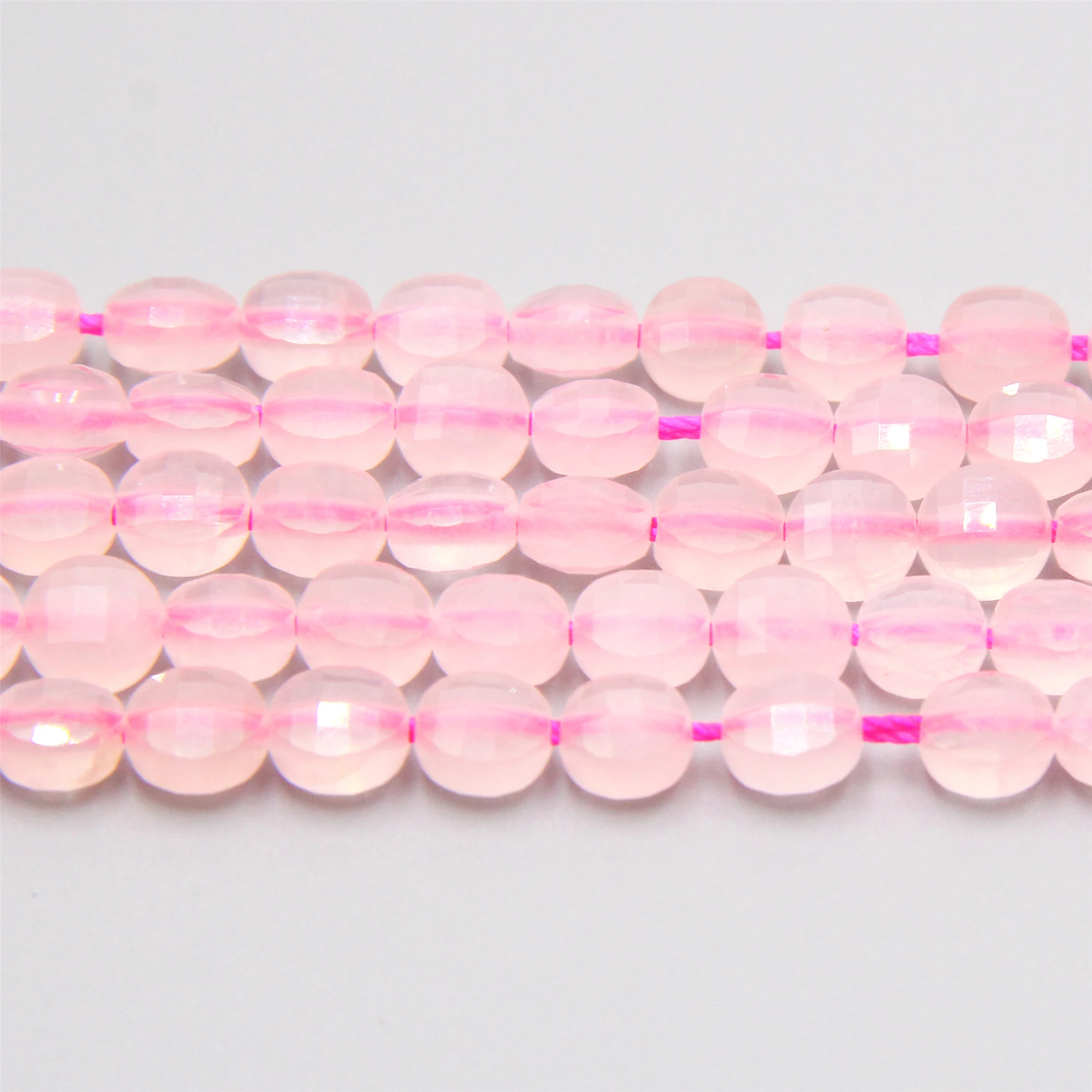 Граненая монета Quartzs натуральный розовый кристаллический кварц бусины в форме