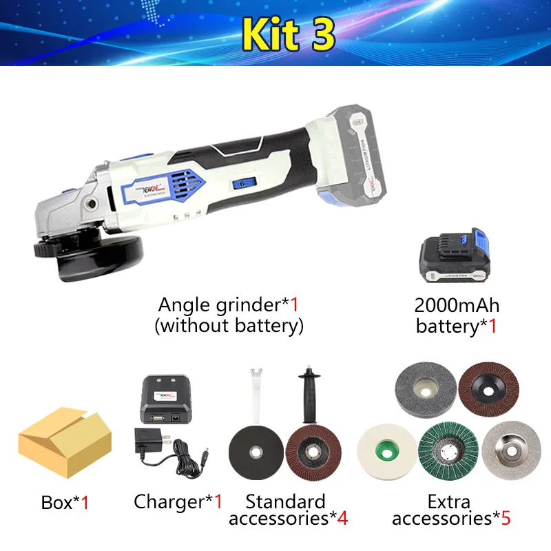 kit 3 12V NEWONE угловая шлифовальная машина идеально подходит для DIY светильник для шлифования или резки с системой быстрой смены, включая одну батарею - Цвет: kit 3