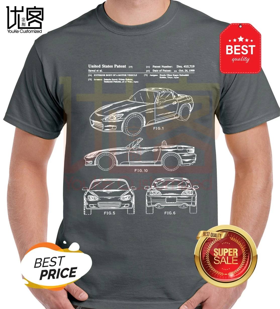 Honda S2000 лакированная белая футболка с изображением автомобиля для мужчин и женщин