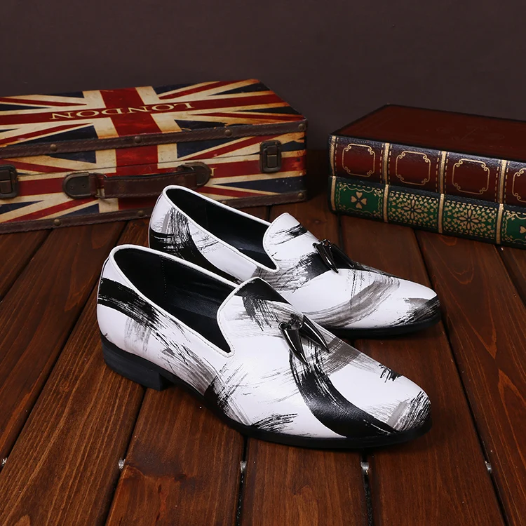 Черно-белые мужские туфли-Лоферы Christia Bella ручной работы Мужские модельные туфли