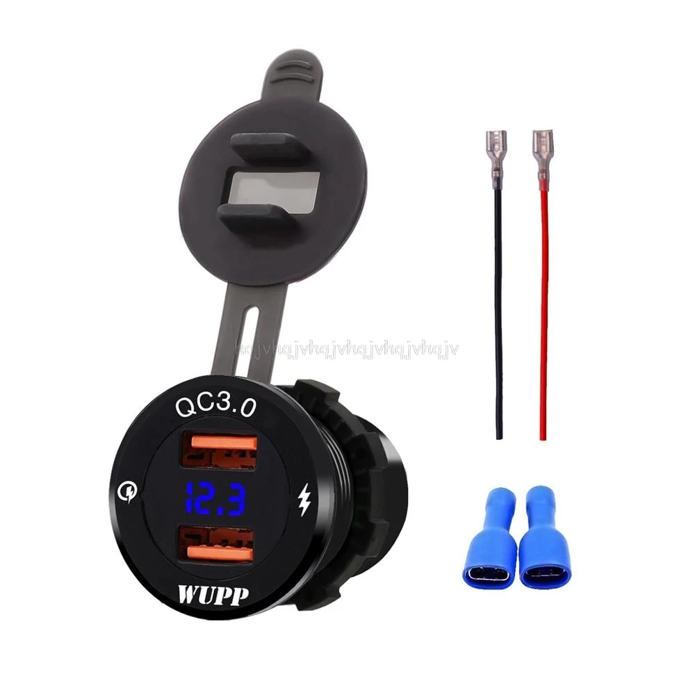 12V/24V алюминиевый водонепроницаемый двойной QC3.0 USB быстрое зарядное устройство