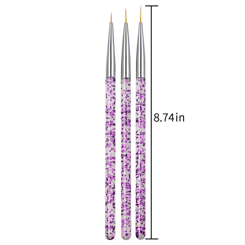 

3Pcs Acrylic Nail brush French Stripe Gel Nail Art Liner Set 3D Tips Manicure Ultra-thin Nail Art pencil Brushes Painting Tools
