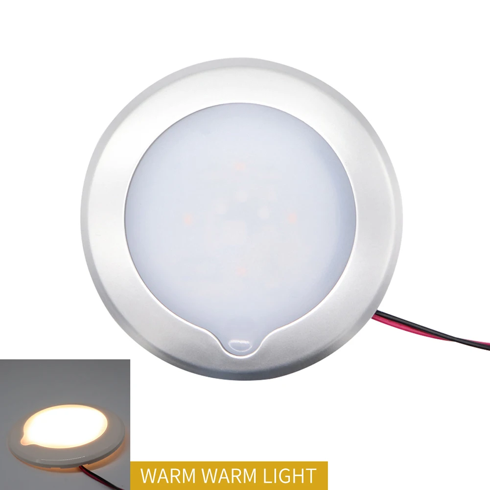 

LED Touch Ceiling Light Inner Light Waterproof Suitable for RV Caravan Boat with Silver Two-Color Outer Ring Lampshade