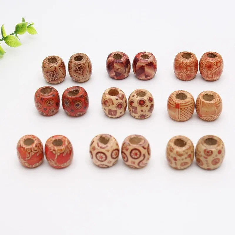 100 шт./пакет 16*17 мм апертура: 7 деревянные бусины для волос с большим отверстием