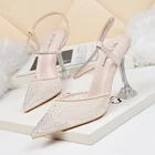 Босоножки женские, на высоком каблуке, стразы, для лета