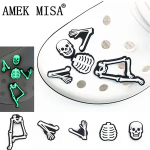 Новинка, 3D Мультяшные подвески для обуви, забавные светящиеся скелеты, оригинальное украшение для обуви jibz, детская вечеринка, на Рождество