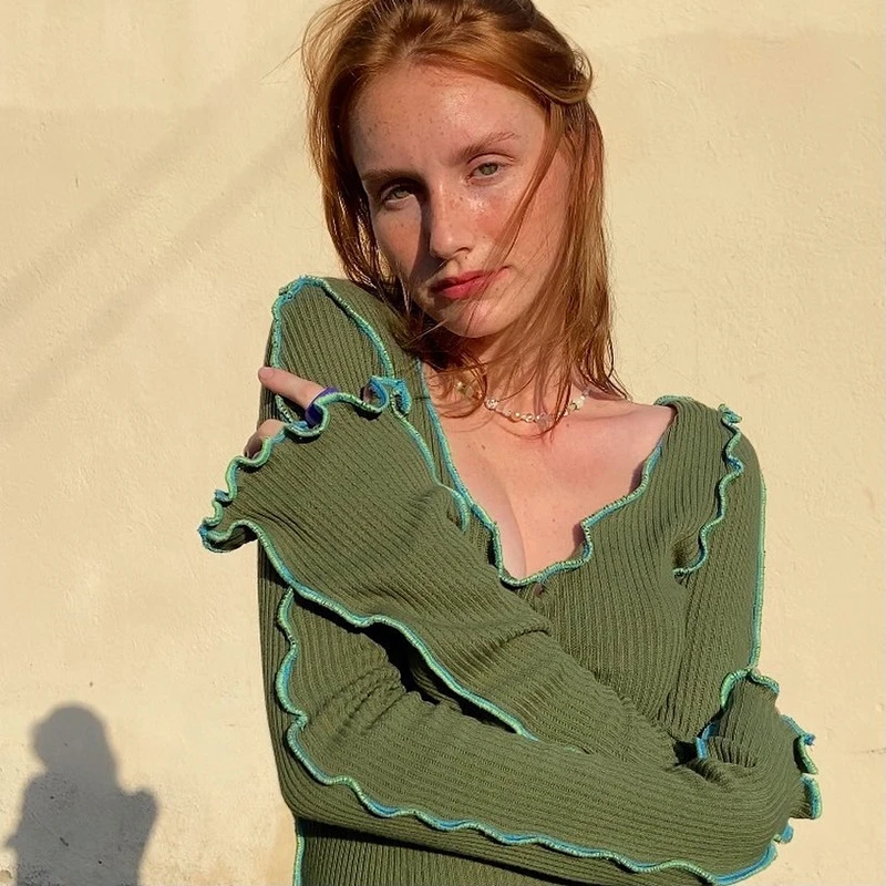 

Waatfaak Stitch Patchwork Elegant Midi Dress Women Chic Square Collare Casual Long Sleeve Dresses Bodycon Autumn Winter Y2K 2021