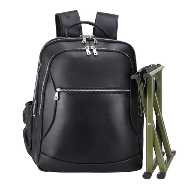 Satılık MAHEU Deri Sırt çantası Katlanabilir Sandalye Açık Su Geçirmez Seyahat Yürüyüş Haftasonu Sırt çantası Torba Kapasiteli Erkek Sırt çantası