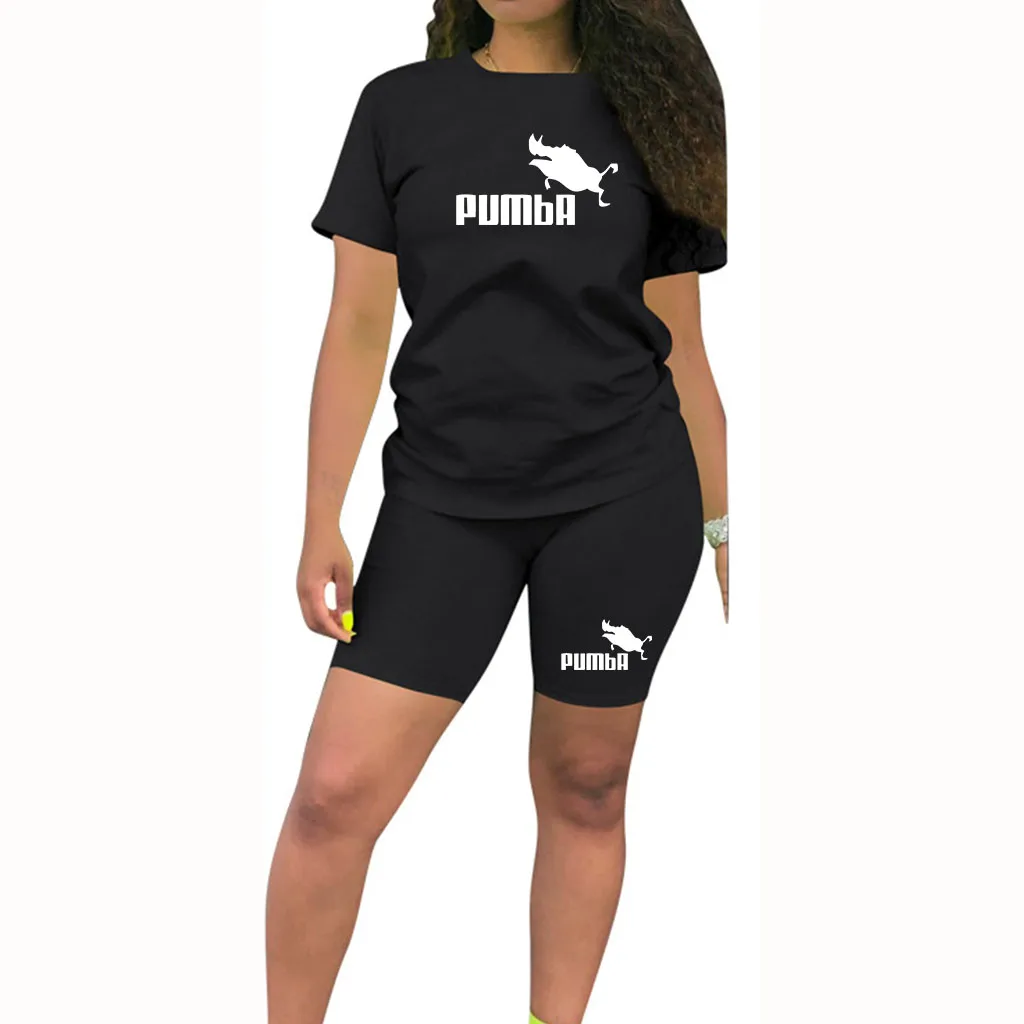 Женский спортивный костюм из 2 предметов футболка с надписью и шорты