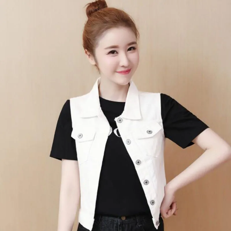 Женский джинсовый жилет новая весенне осенняя куртка винтажный короткая женская