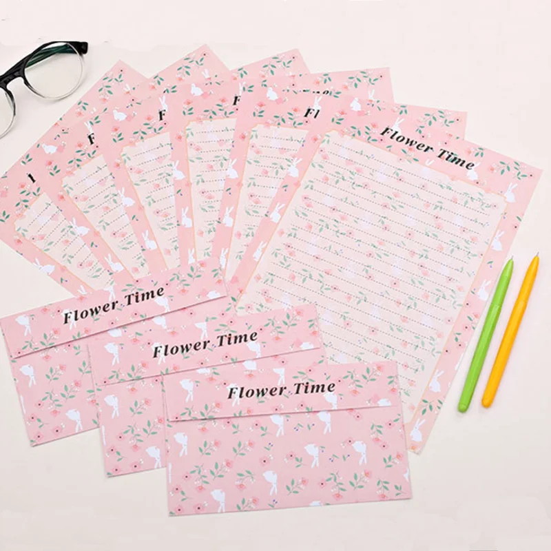 3pcs Paper Envelope+6sheets Letter Flowers Bird Envelope Wedding Invitation Country Style Writing Paper|Бумажные конверты| |