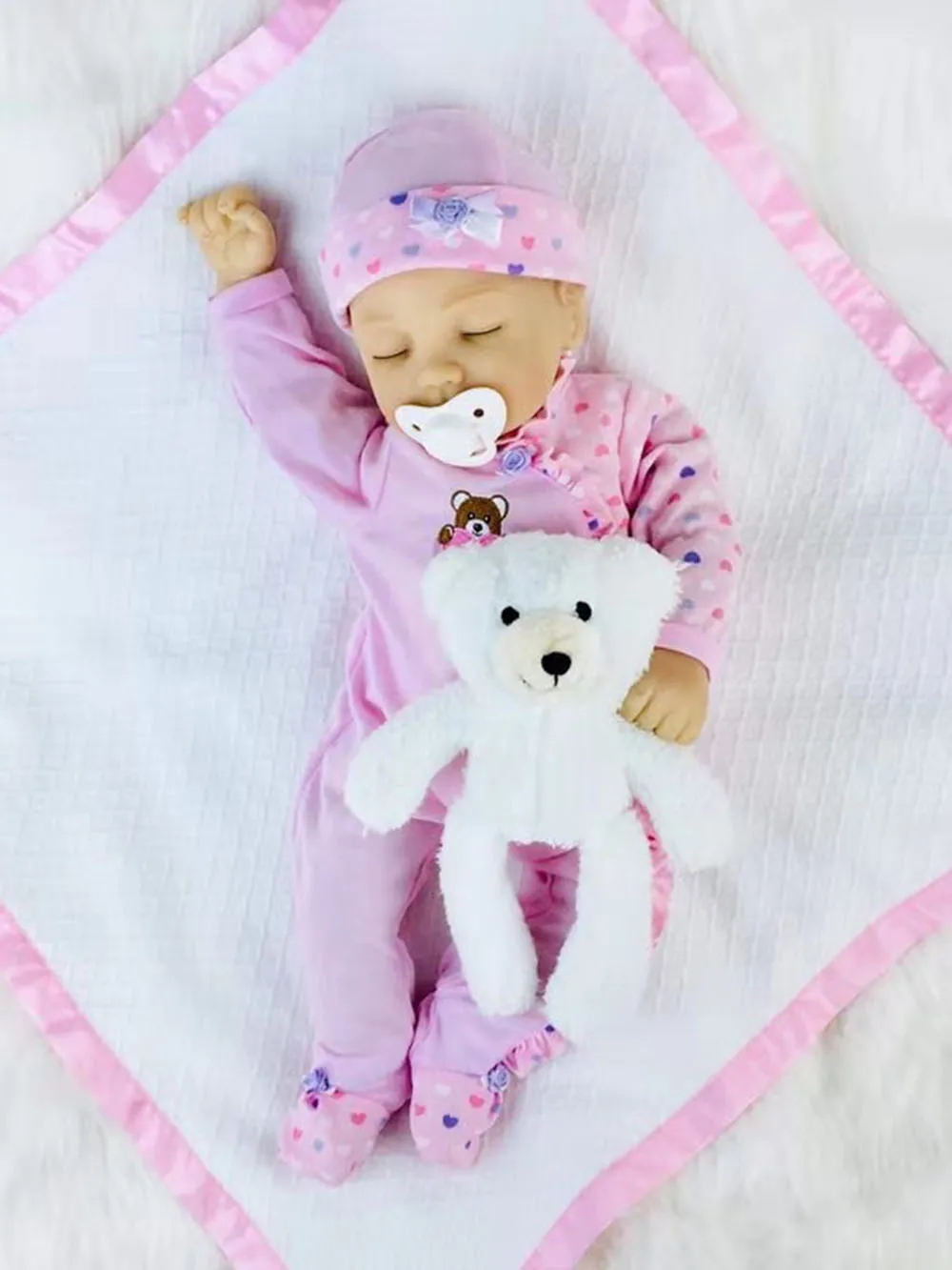 bear(white) Кукла Avani «Анна», мягкие силиконовые виниловые детские куклы, куклы для новорожденных, куклы для детей, реалистичные куклы для девочек - Цвет: bear(white)