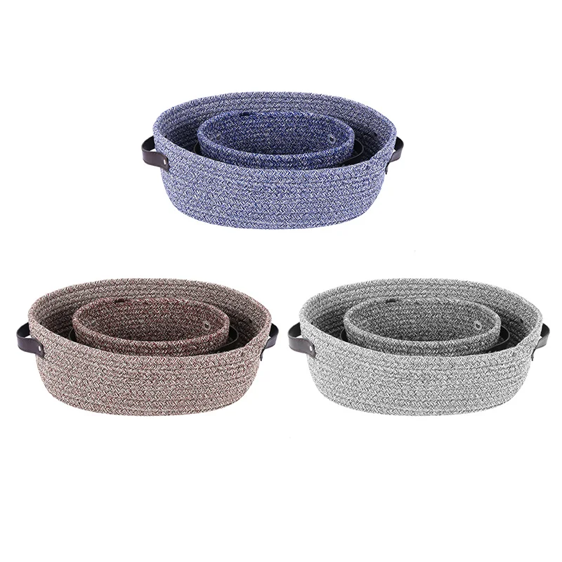 

2PCS Nordic Thick Cotton Desktop Storage Basket Simple Snack Cosmetic