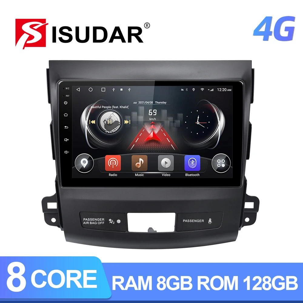 ISUDAR T72 QLED 4G Android 10 Car Radio For OUTLANDER MITSUBISHI 2007 2008 2009 -2012 GPS Auto Multimedia 8 Core RAM 8GB no 2din |