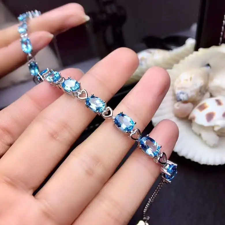 Натуральный топаз браслет-цепочка с реальным и естественным Бесплатная Доставка