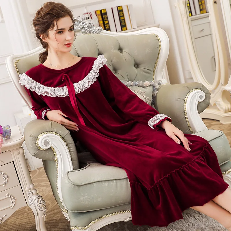 Женское зимнее домашнее платье большого размера с длинным рукавом плюс