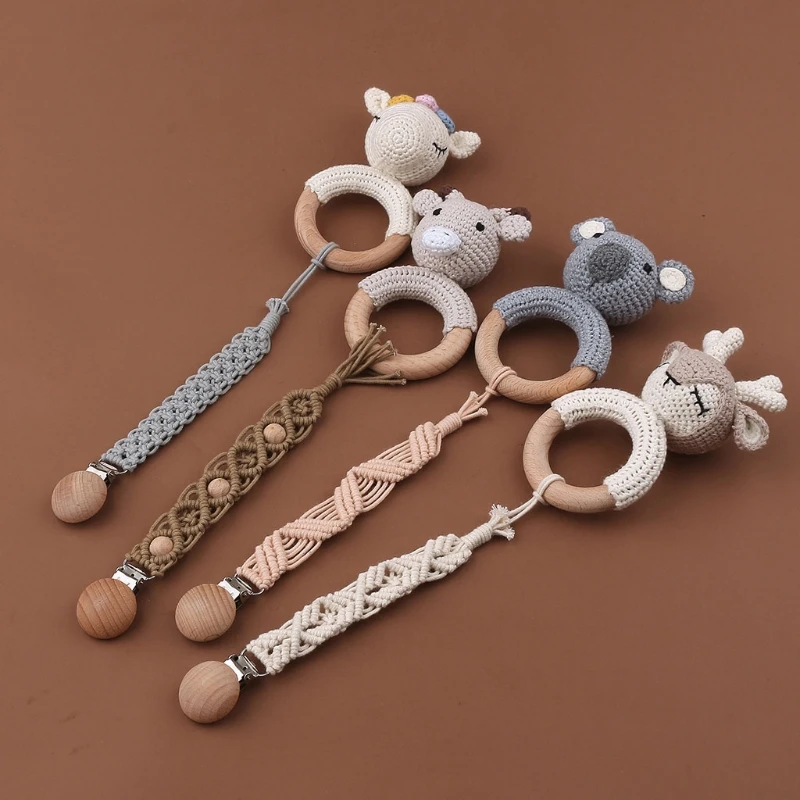 

Baby Pacifier Clips Woven Cotton Rope Pacifier Chain Infant Nipple Soother Chain Clips Dummy Holder Nipple Clip