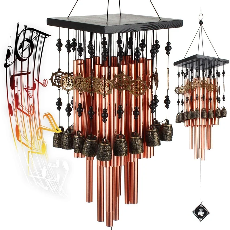 

Outdoor Indoor Metal Tube Wind Chime with Copper Bell Large Windchimes For Patio Garden Terrace Decoration 80cm