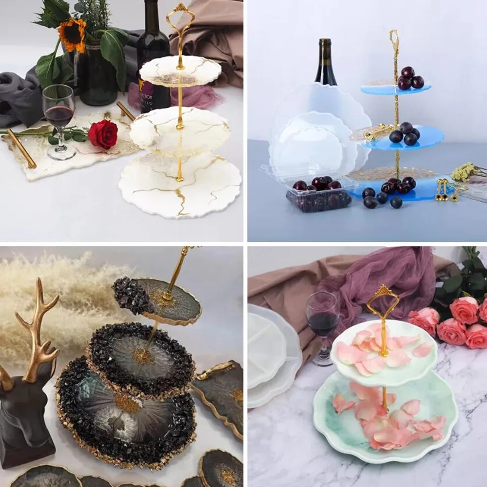 Смолы подносы для фруктов держатель эпоксидная посуда пластина ручка DIY смола