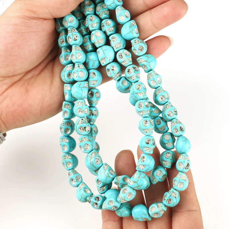 

Natural Stone Beads Turquoises Skull Loose Beads 10MM Spacer beads Fit Diy Beads For Jewelry Making Accessories