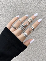 stillgirl 7pcs punk snake silver color chain rings for women vintage mushroom butterfly stranger things couple fashion jewelry
