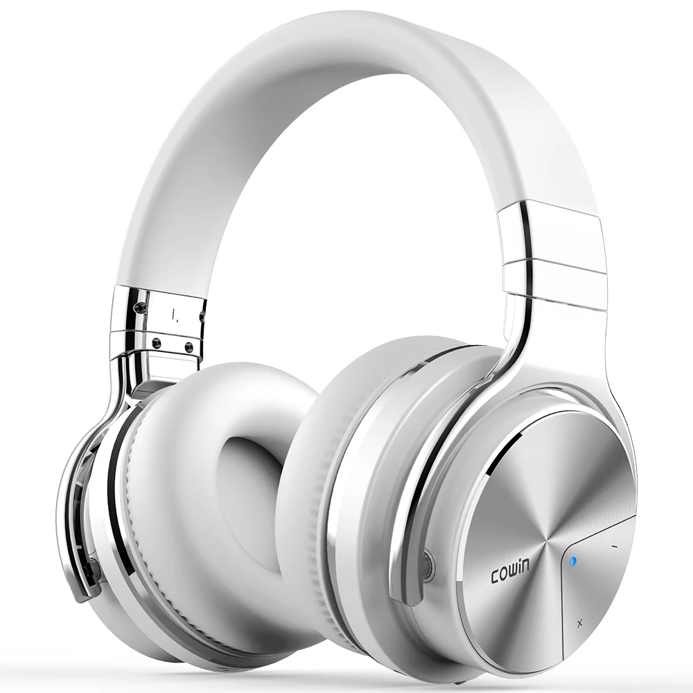 Белый Беспроводная гарнитура с активным шумоподавлением Bluetooth наушники над ухом Стерео гарнитура с микрофоном громкой связи HIFI Бас Звук - Цвет: Белый
