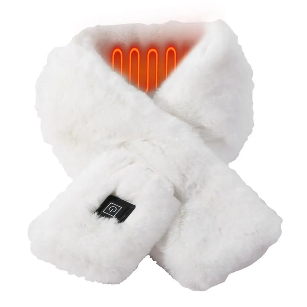 

Rechargeable Heated Scarf Soft Faux Rabbit Velvet Scarf Winter Heated Neck Wrap Comfortable To Wear Keep Neck Warm All Day F