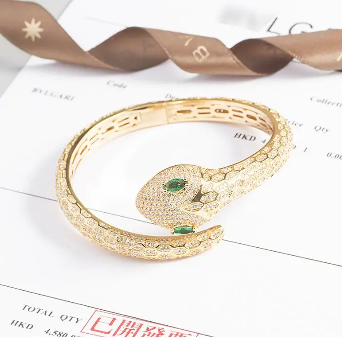 

Saint animal Head green zircon Open Bracelet for women Guardian Mysterious hyperbole classic S bangle