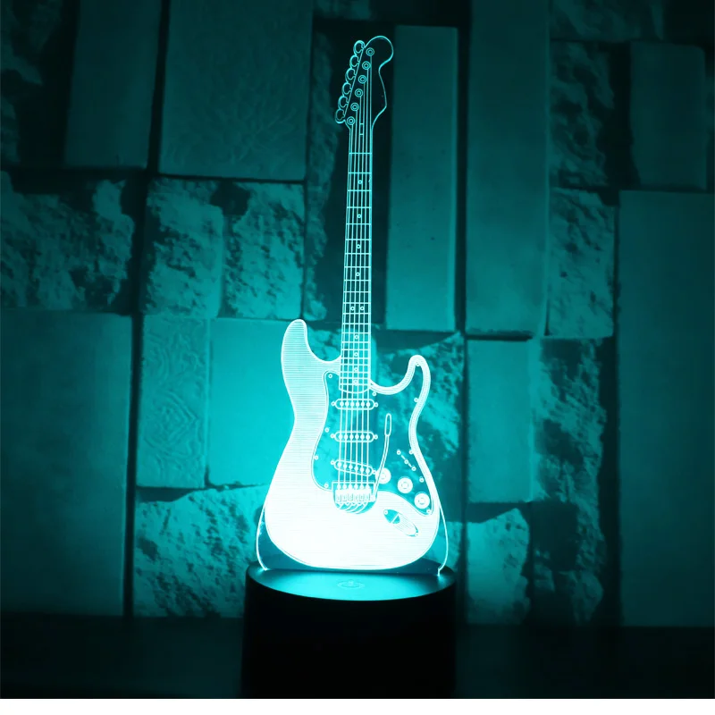 Изящная электрическая гитара светодиодный ночсветильник 7 цветов лампа для