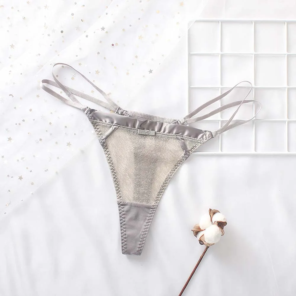 

Thong Women Hot Lace Low-waist Transparent Panties Thin Belt T-pants Mesh Gauze Girl Underwear
