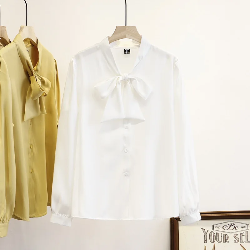 Сатиновая женская блузка весна 2020 модные топы размера плюс повседневный