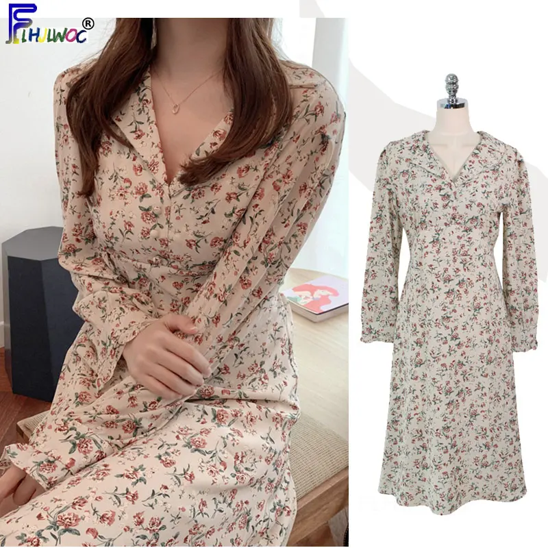 Красивые платья длинные женские милые для свидания в корейском и японском стиле