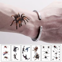 halloween 3d simulation scorpion spider temporary tattoo stickers body art prank environmental protection waterproof