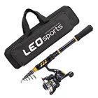 Телескопическая удочка и катушка, набор для спиннинга из углеродного волокна, полный комплект для путешествий, рыбалка, спиннинговая катушка