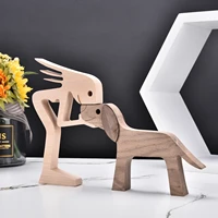 handmade wooden dog ornaments wood decoraction craft figurine for bedroom home office shelf decor gift for dog lovers natural