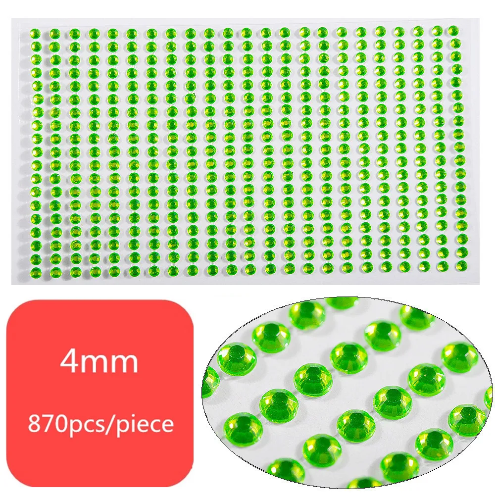 Light green 3/4/5 мм самоклеющиеся Стикеры со стразами для ногтей ног дизайн аппликация Маникюр Скрапбукинг наклейки - Цвет: Light green